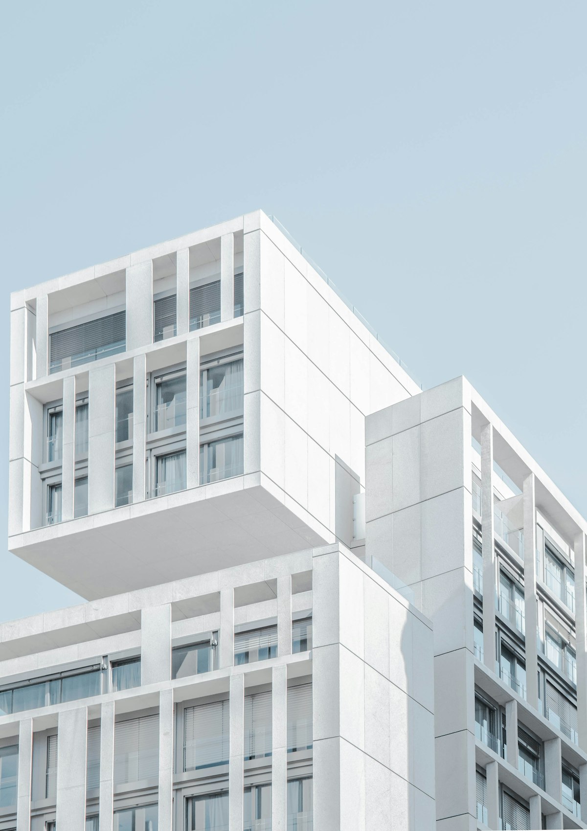 Modern white concrete residential building